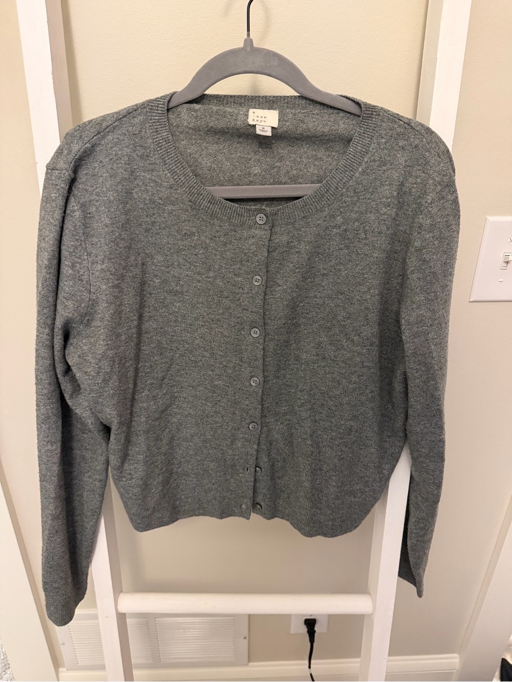 a new day Gray Button-Front Crewneck Cardigan